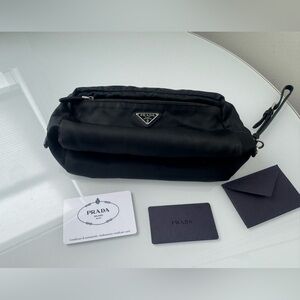 Prada Black Nylon & Saffiano Leather Wristlet